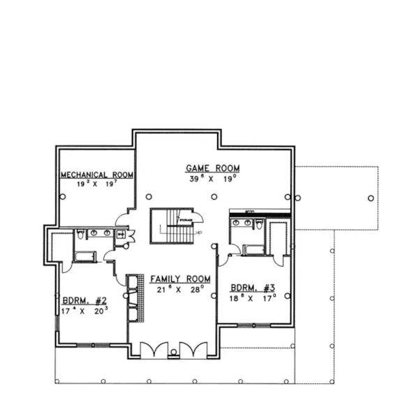 Log Cabin House Plan Lower Level Floor - Keystone Ridge Luxury Log Home 088D-0327 - Search House Plans and More