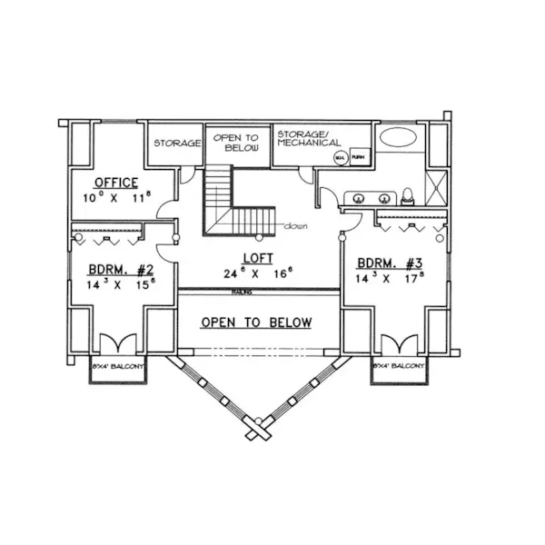 Country House Plan Second Floor - Powderhorn Log Home 088D-0328 - Shop House Plans and More