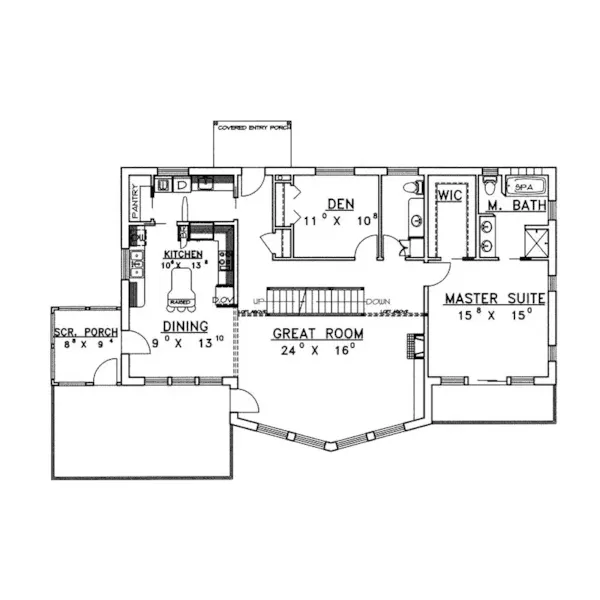 Luxury House Plan First Floor - Bonny Lake Contemporary Home 088D-0332 - Search House Plans and More