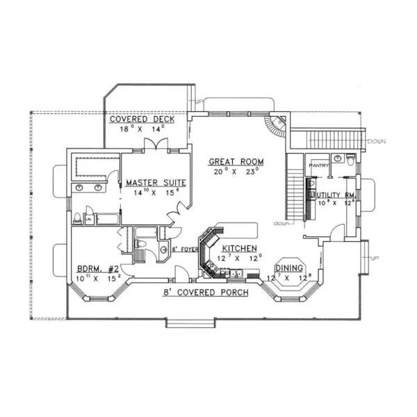 Vacation House Plan First Floor - Sand Creek Acadian Country Home 088D-0333 - Shop House Plans and More