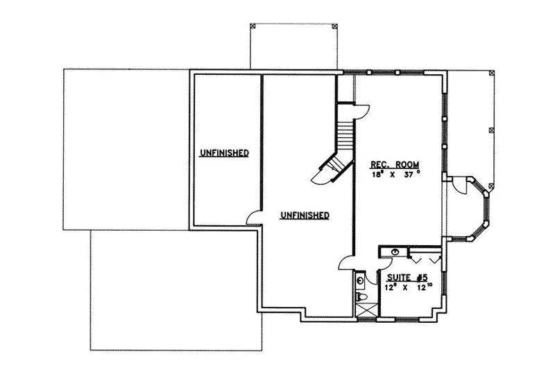 Ranch House Plan Lower Level Floor - Walsh Creek Contemporary Home 088D-0335 - Shop House Plans and More