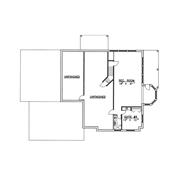 Craftsman House Plan Lower Level Floor - Walsh Creek Contemporary Home 088D-0335 - Shop House Plans and More