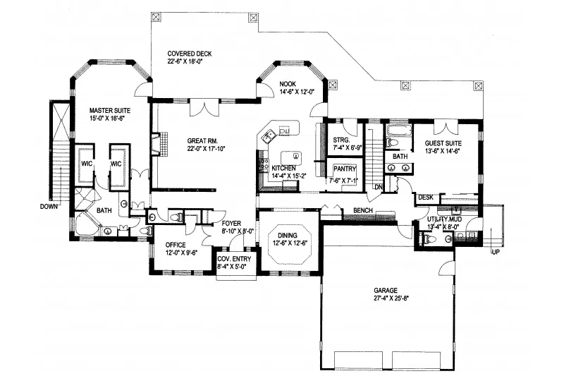 Craftsman House Plan First Floor - Telluride Trail Luxury Home 088D-0337 - Shop House Plans and More