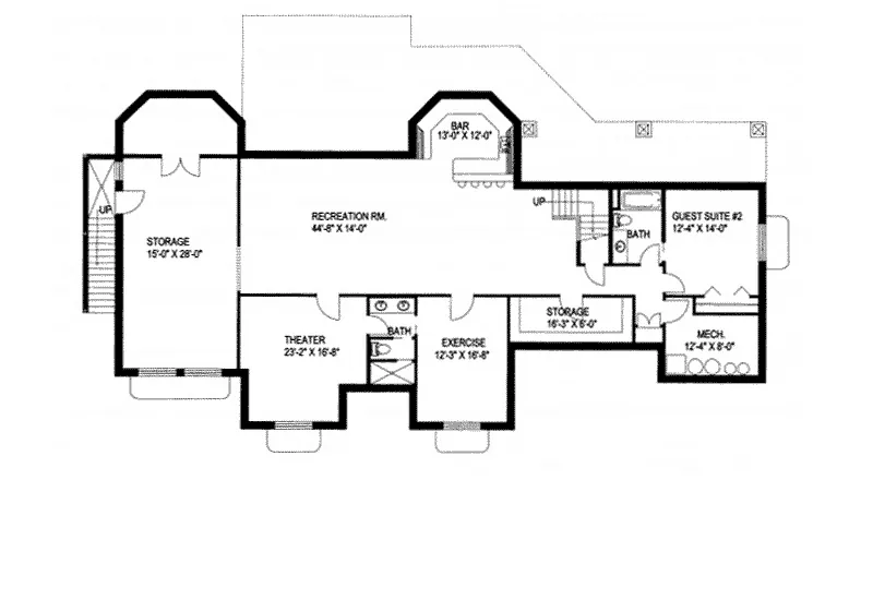 Craftsman House Plan Lower Level Floor - Telluride Trail Luxury Home 088D-0337 - Shop House Plans and More