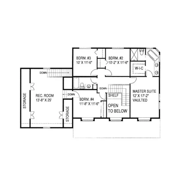 Shingle House Plan Second Floor - Brownbranch Country Home 088D-0338 - Search House Plans and More