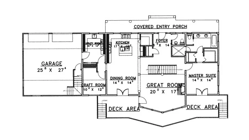 Acadian House Plan First Floor - Indian Pass Rustic Home 088D-0339 - Search House Plans and More