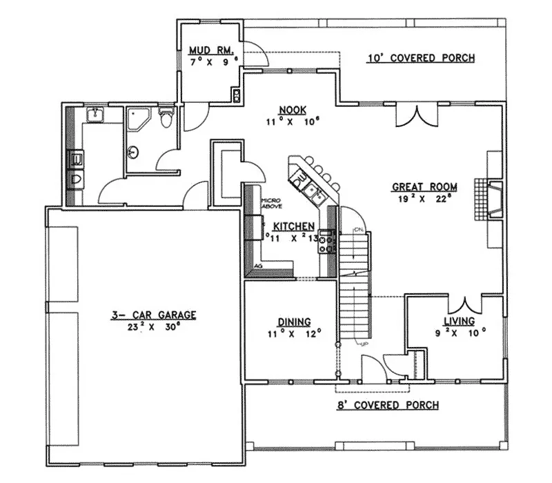 Country House Plan First Floor - Schonfield Country Home 088D-0344 - Shop House Plans and More