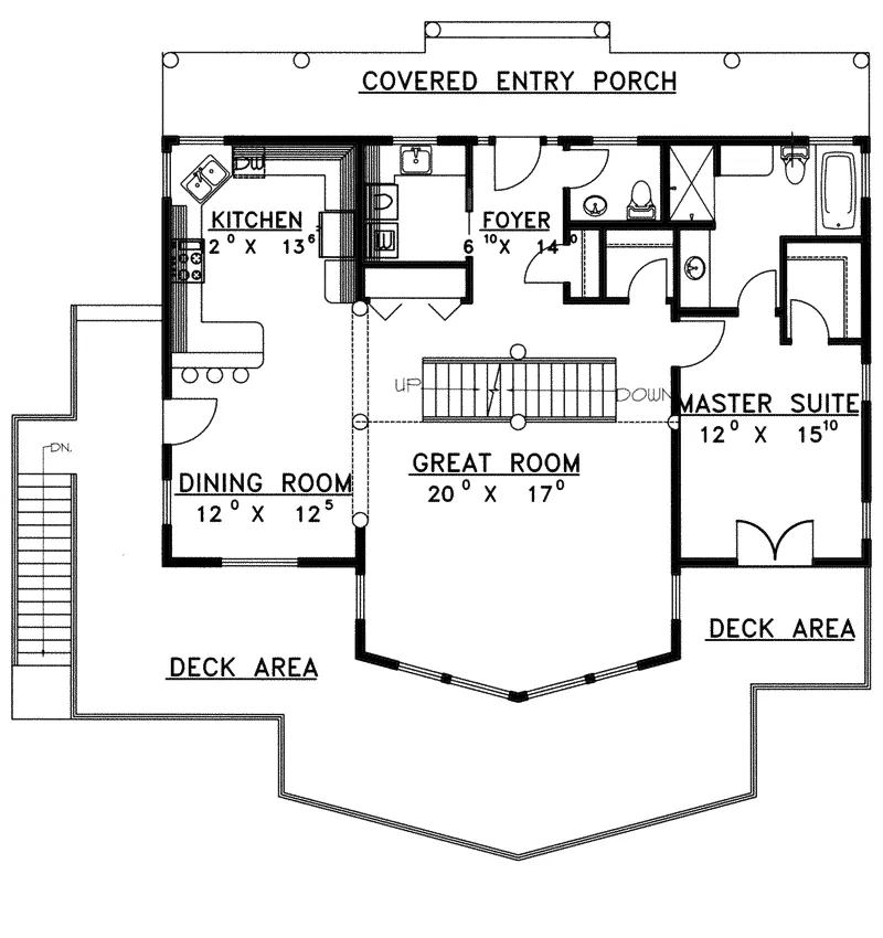Country House Plan First Floor - Dexter Cabin Mountain Home 088D-0345 - Search House Plans and More
