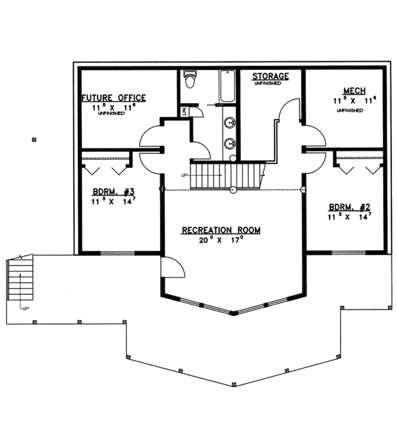 Cabin & Cottage House Plan Lower Level Floor - Dexter Cabin Mountain Home 088D-0345 - Search House Plans and More