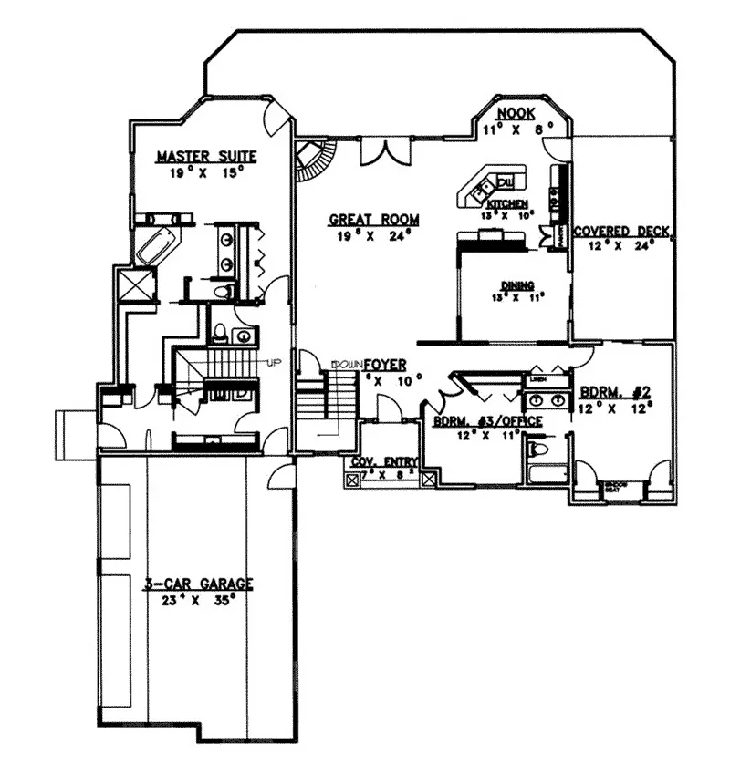 Traditional House Plan First Floor - Denver Heights Ranch Home 088D-0349 - Search House Plans and More