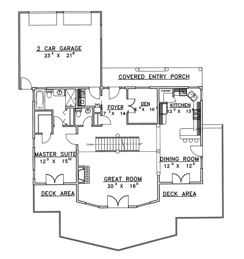 Traditional House Plan First Floor - Grand Junction Rustic Home 088D-0350 - Search House Plans and More