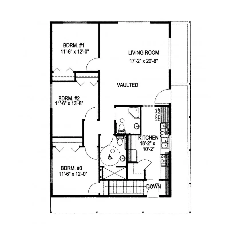 Ranch House Plan First Floor - Saddlehorn Peak Ranch Home 088D-0351 - Shop House Plans and More