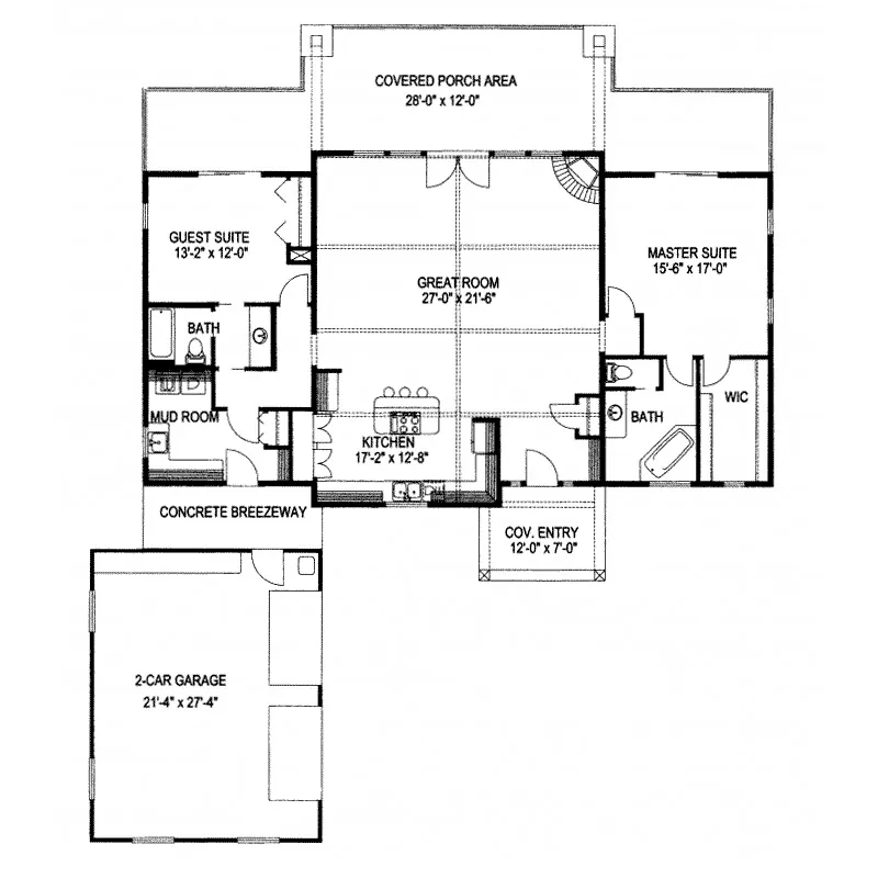Craftsman House Plan First Floor - Glen Canyon Craftsman Home 088D-0352 - Search House Plans and More