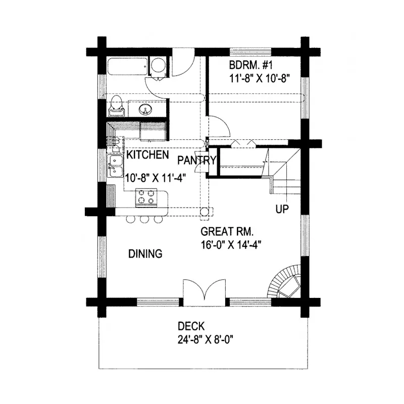 Log Cabin House Plan First Floor - Frisco Pass Log Cabin Home 088D-0355 - Search House Plans and More