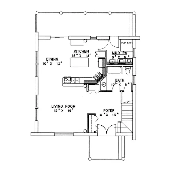 Log Cabin House Plan First Floor - Almont Contemporary Home 088D-0356 - Search House Plans and More