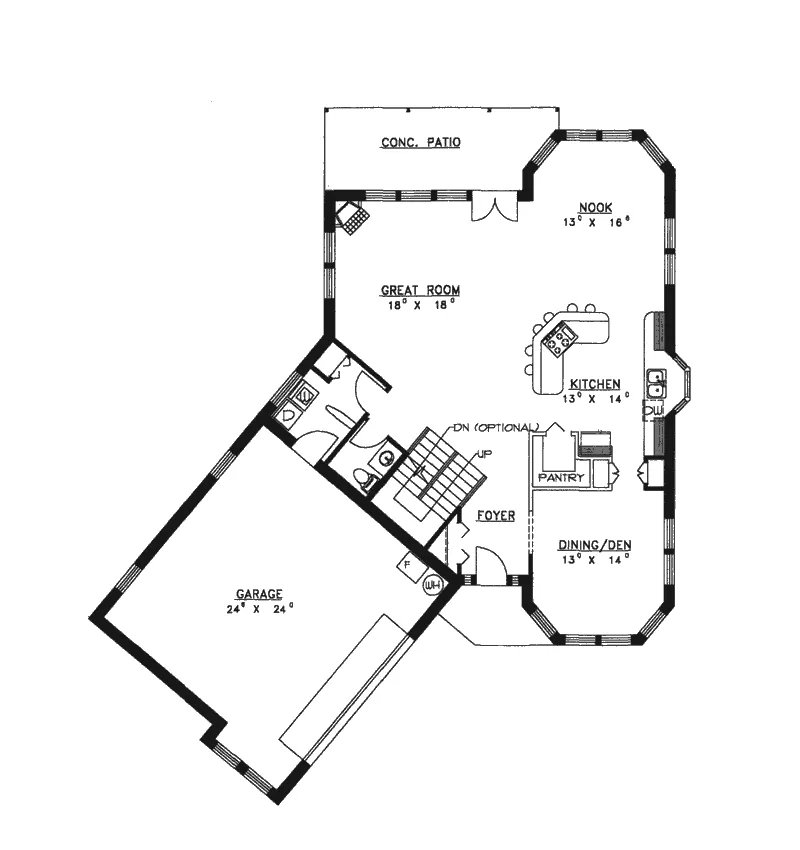 Traditional House Plan First Floor - Vail Mountain Home 088D-0357 - Shop House Plans and More