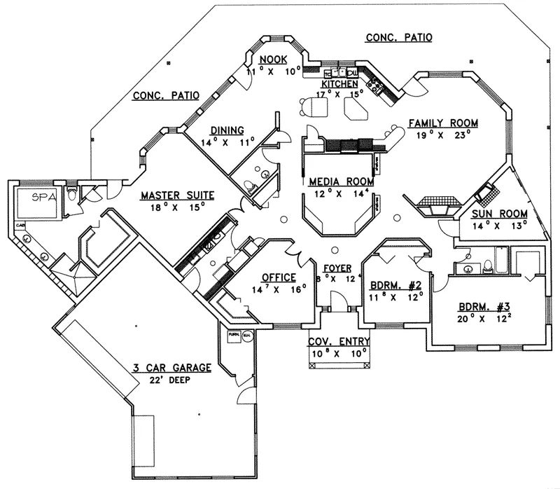 Luxury House Plan First Floor - Palmer Lake Luxury Ranch Home 088D-0362 - Shop House Plans and More