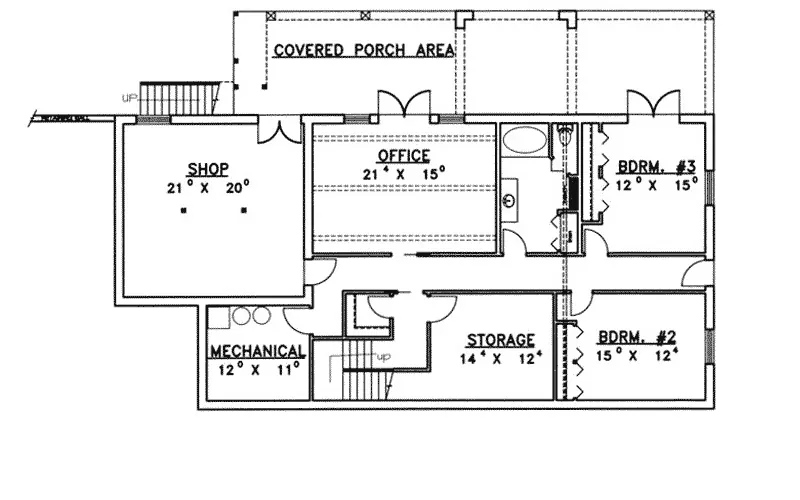 Adobe House Plans & Southwestern Home Design Lower Level Floor - Adeline Hill Ranch Home 088D-0363 - Search House Plans and More