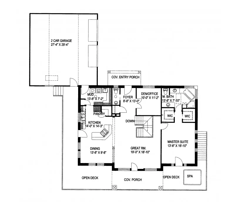 Ranch House Plan First Floor - Dolores Luxury Ranch Home 088D-0364 - Search House Plans and More