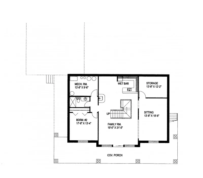 Bungalow House Plan Lower Level Floor - Dolores Luxury Ranch Home 088D-0364 - Search House Plans and More