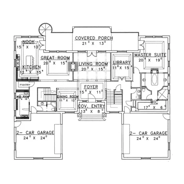 Craftsman House Plan First Floor - Glade Hills Rustic Luxury Home 088D-0367 - Search House Plans and More