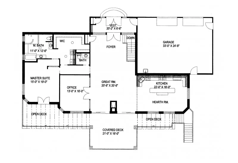Country House Plan First Floor - Antelope Ridge Country Home 088D-0368 - Search House Plans and More
