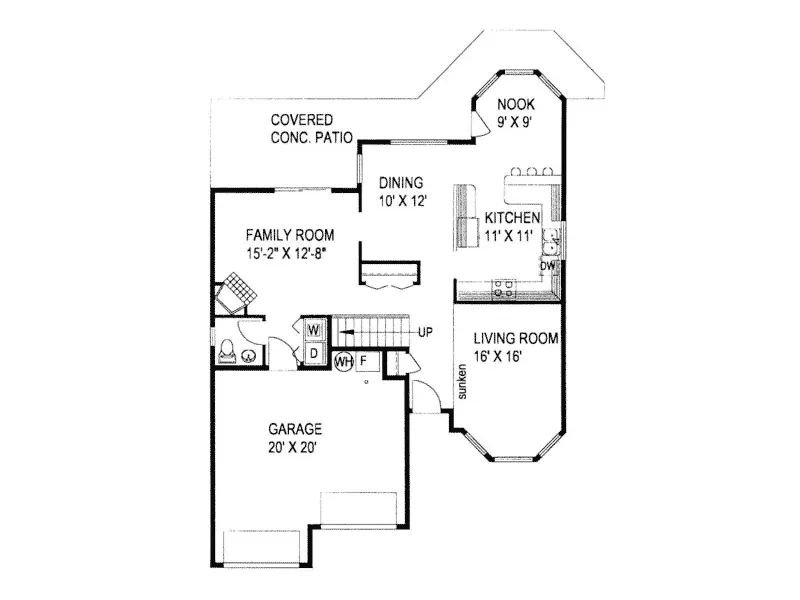Lake House Plan First Floor - Brook Point Lake Home 088D-0373 - Search House Plans and More