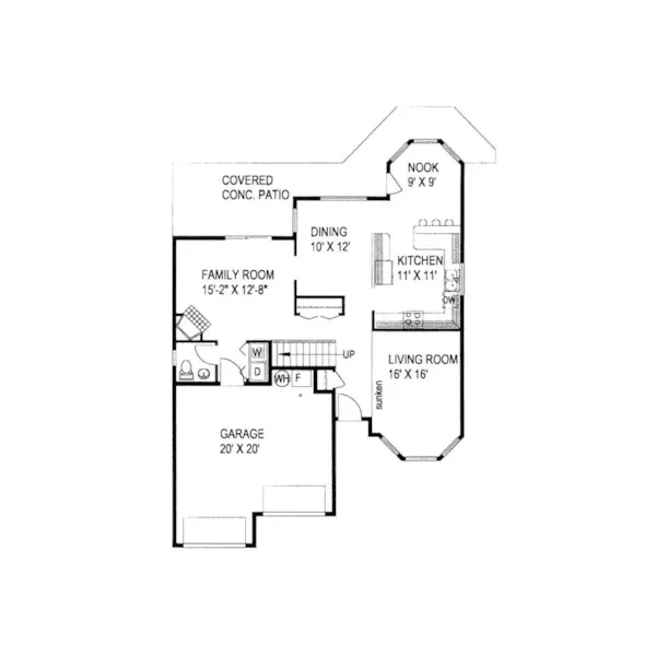 Contemporary House Plan First Floor - Brook Point Lake Home 088D-0373 - Search House Plans and More