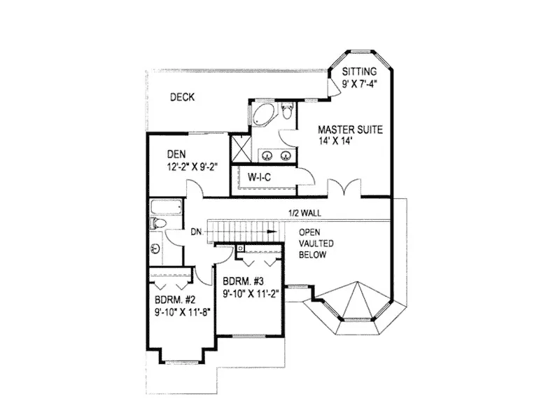 Lake House Plan Second Floor - Brook Point Lake Home 088D-0373 - Search House Plans and More