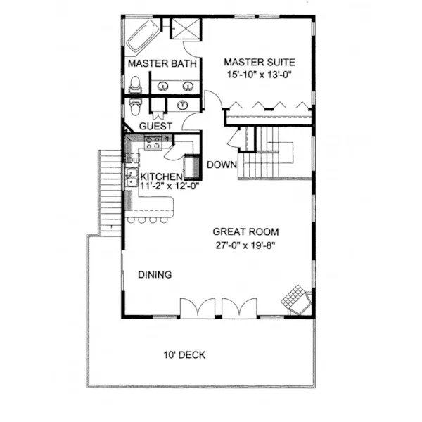 Waterfront House Plan First Floor - Brendel Cliffs A-Frame Home 088D-0375 - Search House Plans and More