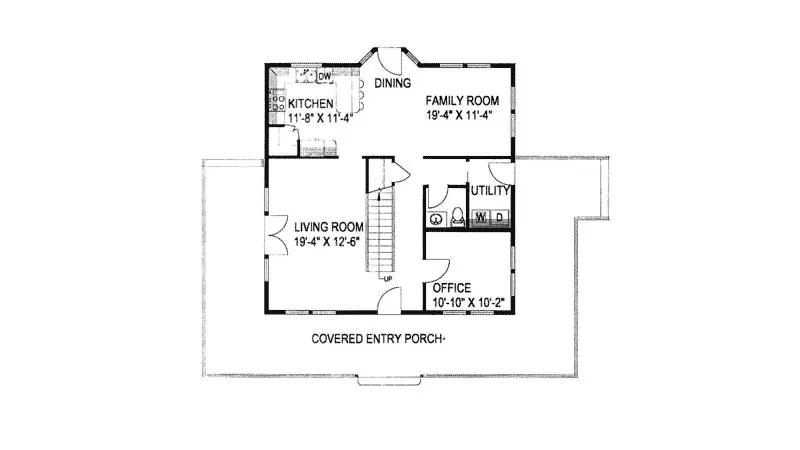 Traditional House Plan First Floor - Greenriver Farmhouse 088D-0376 - Search House Plans and More