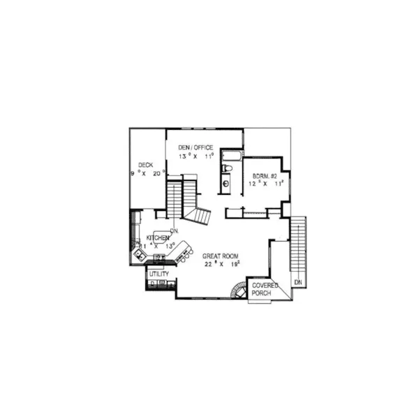 Contemporary House Plan First Floor - Dogwood Lake Sunbelt Home 088D-0377 - Search House Plans and More