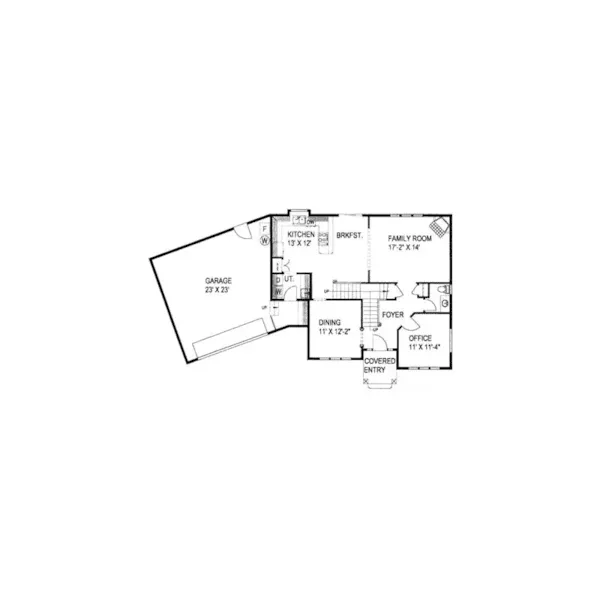 Arts & Crafts House Plan First Floor - Birdseye Craftsman Home 088D-0383 - Search House Plans and More