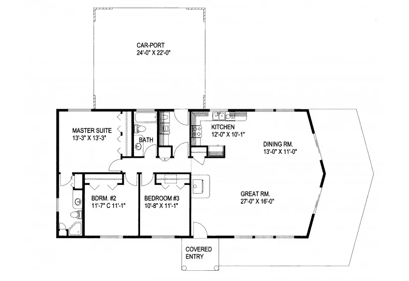 Ranch House Plan First Floor - Timberland Bluff Ranch Home 088D-0387 - Shop House Plans and More