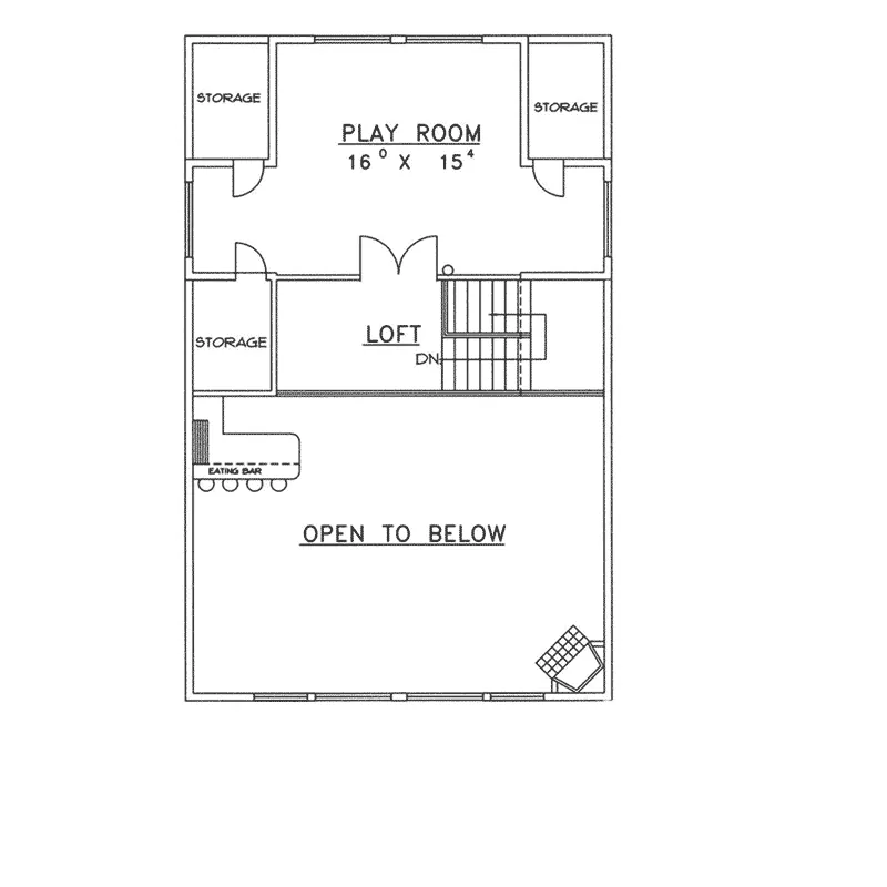 Contemporary House Plan Second Floor - Clearview Bluff Mountain Home 088D-0388 - Search House Plans and More