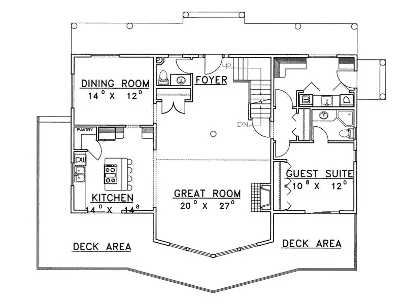 Traditional House Plan First Floor - Mayfield Rustic Bungalow Home 088D-0389 - Shop House Plans and More