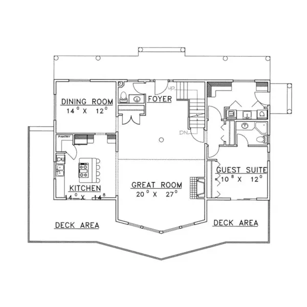 Traditional House Plan First Floor - Mayfield Rustic Bungalow Home 088D-0389 - Shop House Plans and More