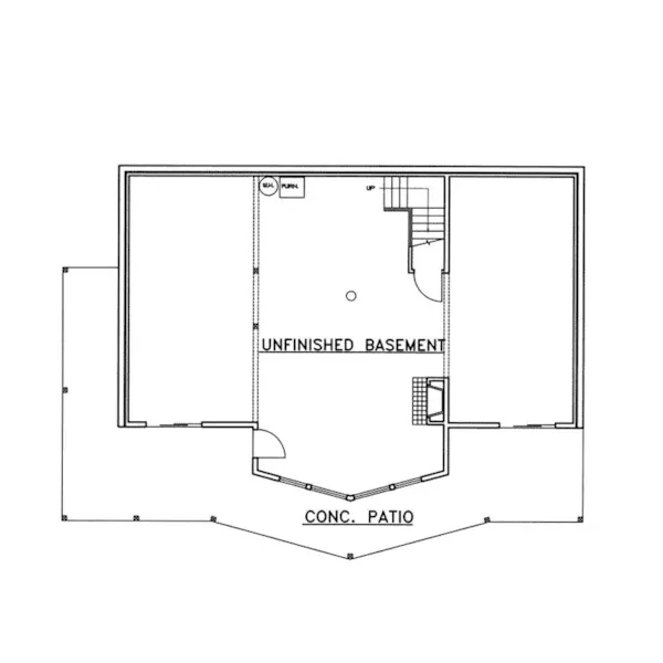 Traditional House Plan Lower Level Floor - Mayfield Rustic Bungalow Home 088D-0389 - Shop House Plans and More