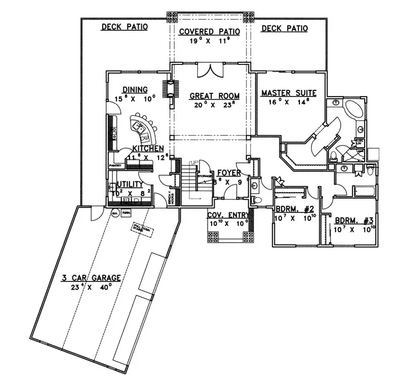 Craftsman House Plan First Floor - Bountiful Shingle Style Home 088D-0390 - Search House Plans and More
