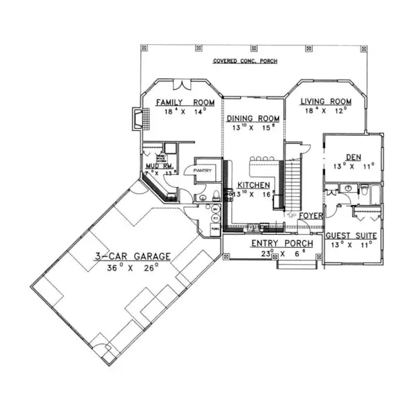 Luxury House Plan First Floor - O'Toole Luxury Tudor Home 088D-0393 - Shop House Plans and More