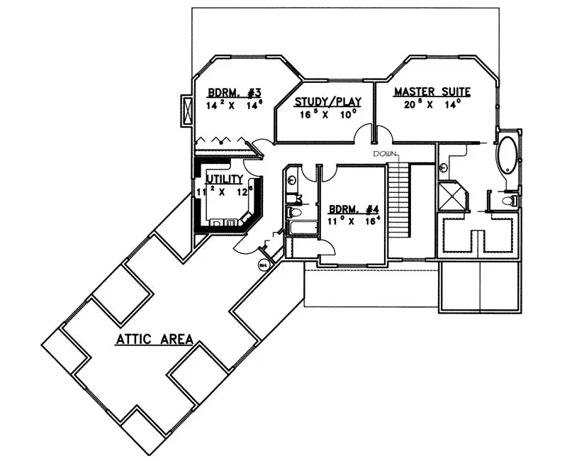 Arts & Crafts House Plan Second Floor - O'Toole Luxury Tudor Home 088D-0393 - Shop House Plans and More