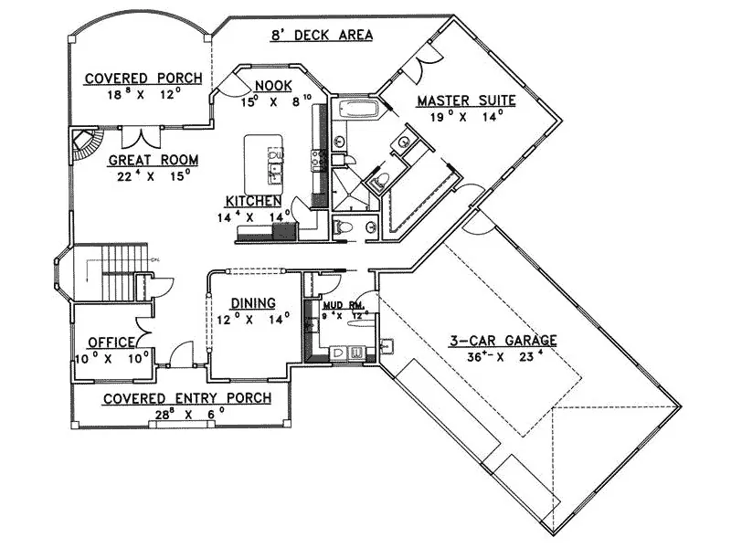 Luxury House Plan First Floor - Hoxworth Luxury Ranch Home 088D-0394 - Search House Plans and More