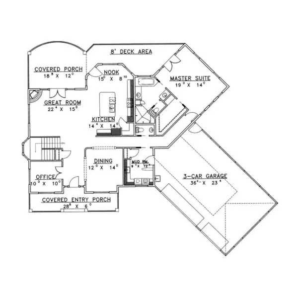 Traditional House Plan First Floor - Hoxworth Luxury Ranch Home 088D-0394 - Search House Plans and More