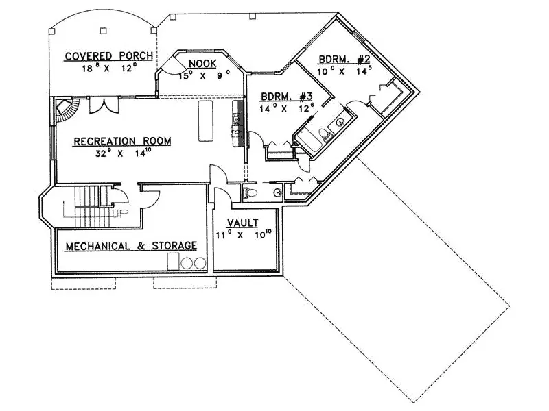 Craftsman House Plan Lower Level Floor - Hoxworth Luxury Ranch Home 088D-0394 - Search House Plans and More
