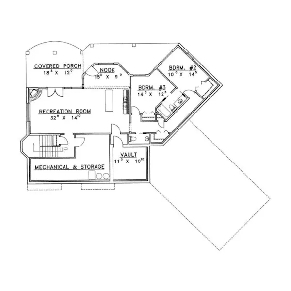 Traditional House Plan Lower Level Floor - Hoxworth Luxury Ranch Home 088D-0394 - Search House Plans and More