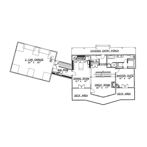 Lake House Plan First Floor - Stansbury Lake Waterfront Home 088D-0395 - Shop House Plans and More