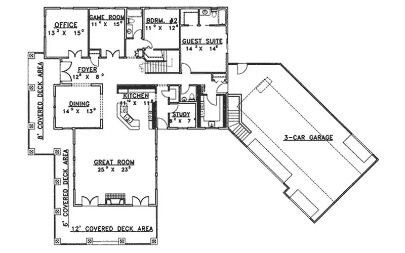 Arts & Crafts House Plan First Floor - Mercer Luxury Craftsman Home 088D-0397 - Shop House Plans and More