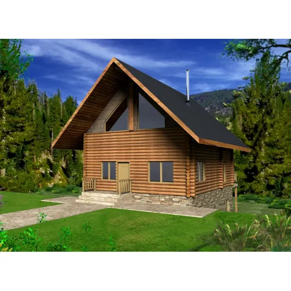 Front of Home - Douglas Bluff Log Home 088D-0399 - Shop House Plans and More