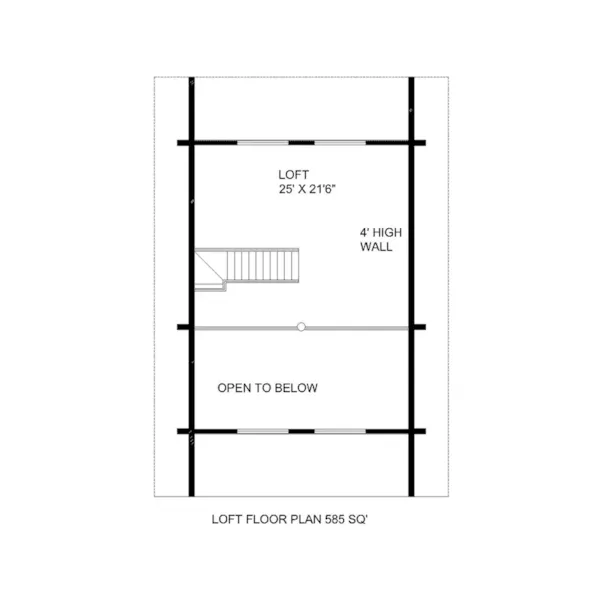 Loft - Douglas Bluff Log Home 088D-0399 - Shop House Plans and More