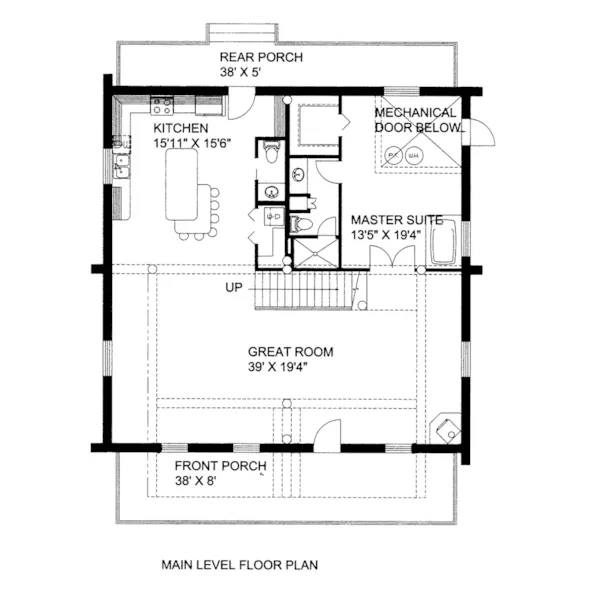 First Floor - Carefree Haven Log Home 088D-0400 - Shop House Plans and More